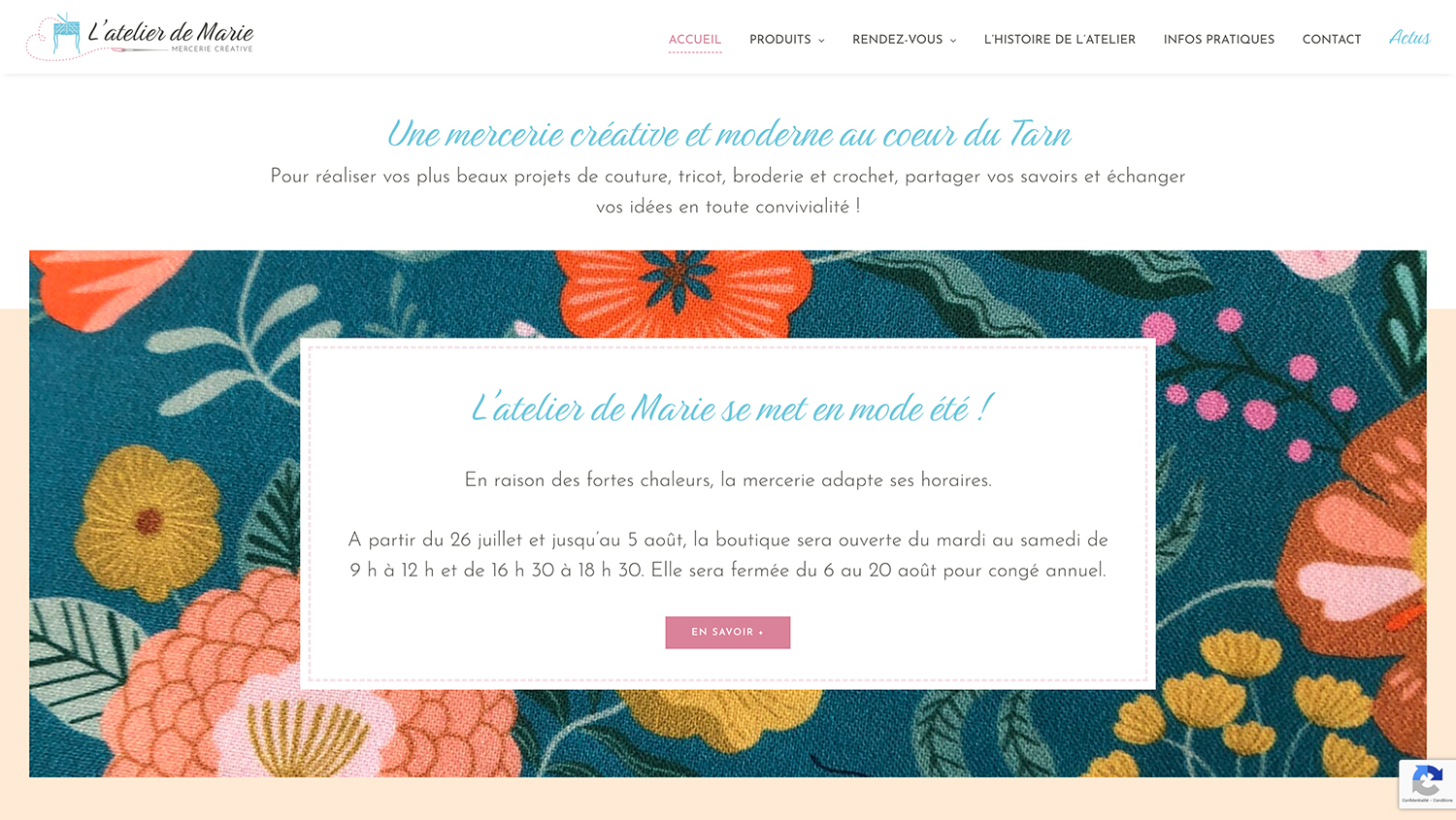 intégration de la Site web de L'atelier de Marie - miniature